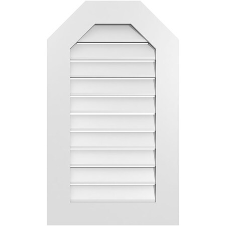 Ekena Millwork Octagonal Top Surface Mount PVC Gable Vent: Functional, w/ 3-1/2"W x 1"P Standard Frame, 20"W x 34"H GVPOT20X3401SF